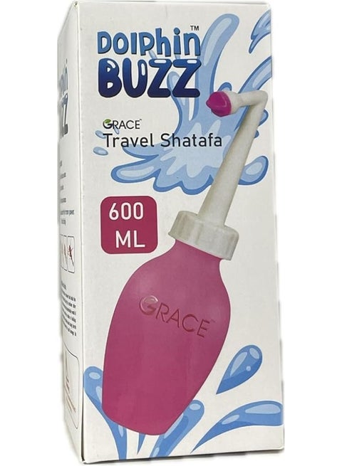 Dolphin Buzz Grace Travel Shatta 600ml Portable Bidet Bottle | Personal Hygiene Spray for Travel and Home | Easy-to-Use Squeeze Bottle for Men, Women, and Children Pink